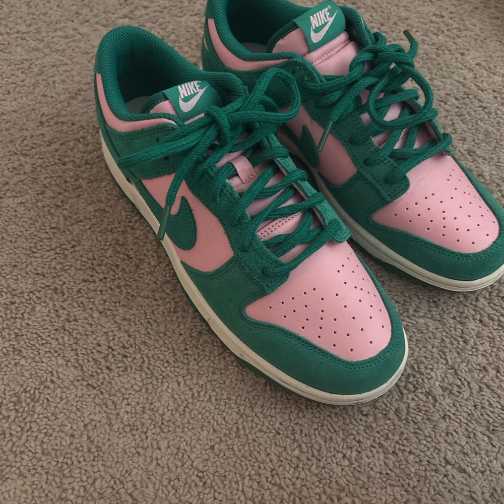 Nike Dunk Pink and Green Athletic Shoes